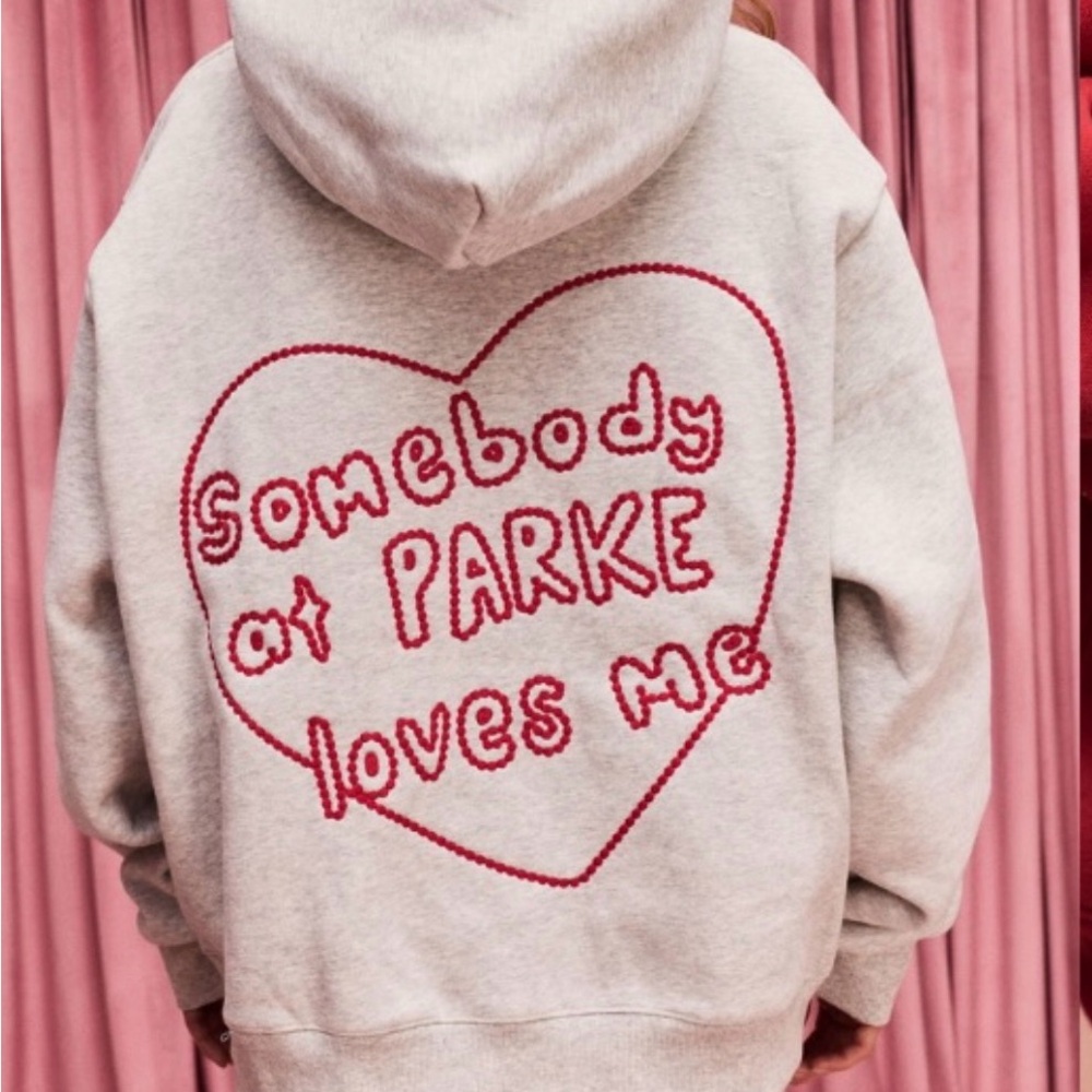 Parker Cream Hoodie with Red Heart Graphic